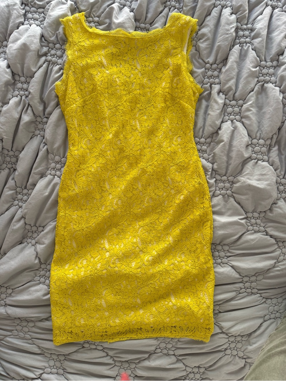 Adrianna Papell Bright Yellow Lace Sheath Dress